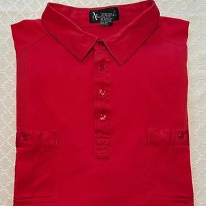 Size 3X Men's Alan Stuart Red Short Sleeve Polo Style Waistband